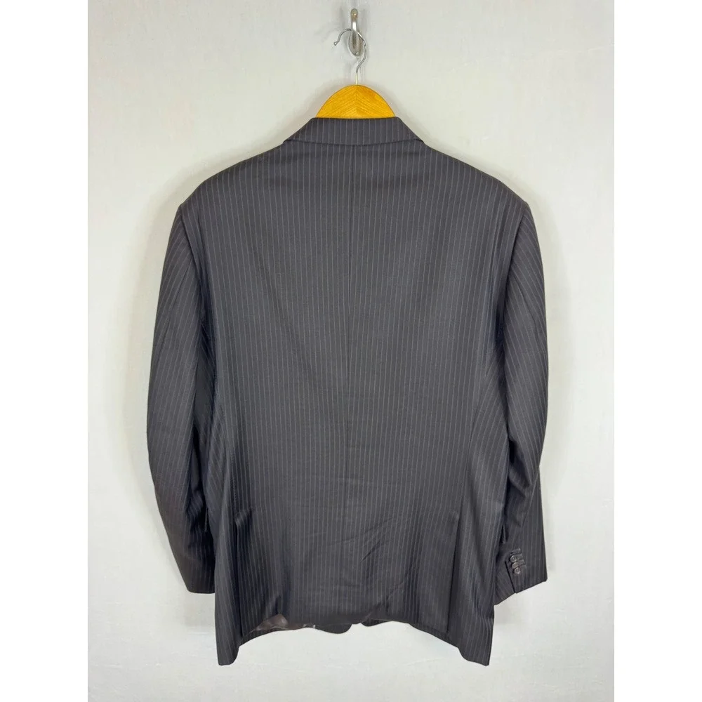 Massimo Dutti Collezioni Mens Pinstripe Blazer Super 120s Wool Italy Brown 44